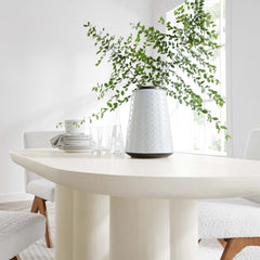 Caspian White 72" Oval Concrete Dining Table - Ornate Home