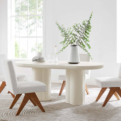 Caspian White 72" Oval Concrete Dining Table - Ornate Home