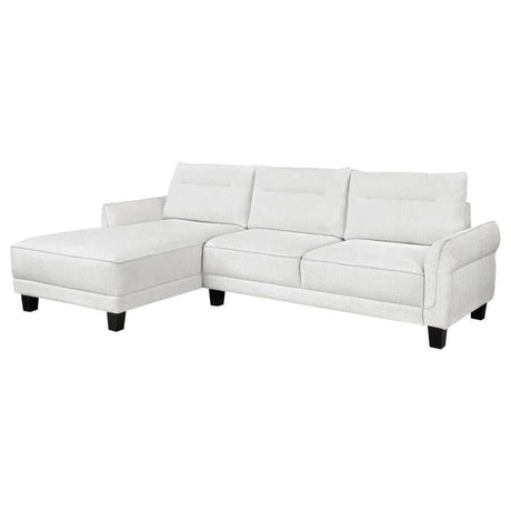 Caspian White & Black Upholstered Curved Arms Sectional Sofa - Ornate Home
