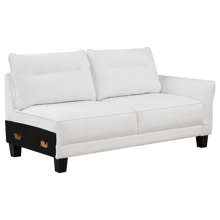 Caspian White & Black Upholstered Curved Arms Sectional Sofa - Ornate Home