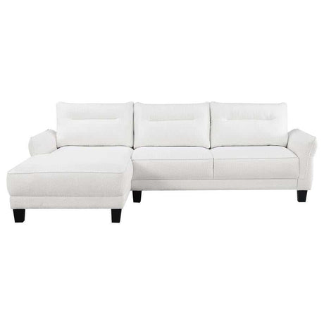 Caspian White & Black Upholstered Curved Arms Sectional Sofa - Ornate Home