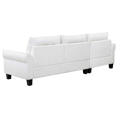 Caspian White & Black Upholstered Curved Arms Sectional Sofa - Ornate Home