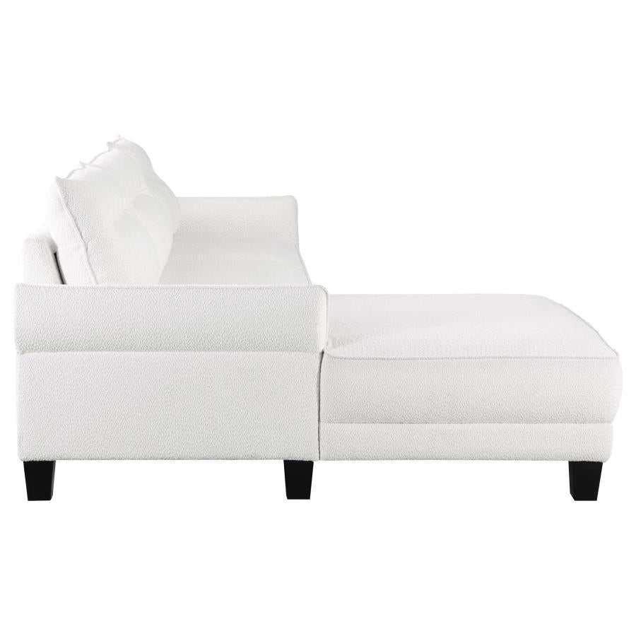 Caspian White & Black Upholstered Curved Arms Sectional Sofa - Ornate Home