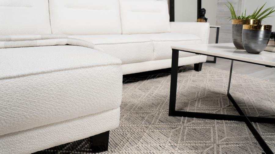 Caspian White & Black Upholstered Curved Arms Sectional Sofa - Ornate Home