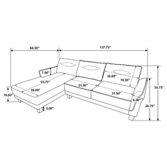 Caspian White & Black Upholstered Curved Arms Sectional Sofa - Ornate Home
