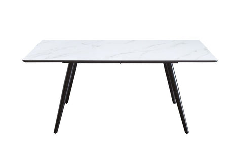 Caspian White Faux Marble & Black Dining Table - Ornate Home