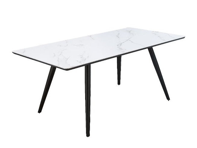 Caspian White Faux Marble & Black Dining Table - Ornate Home