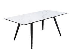 Caspian White Faux Marble & Black Dining Table - Ornate Home