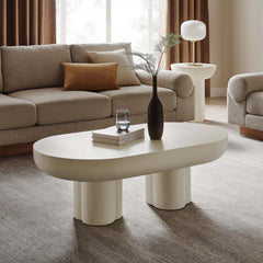 Caspian White Oval Concrete Coffee Table - Ornate Home