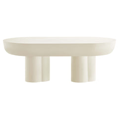 Caspian White Oval Concrete Coffee Table - Ornate Home