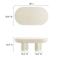 Caspian White Oval Concrete Coffee Table - Ornate Home