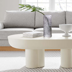 Caspian White Oval Concrete Coffee Table - Ornate Home