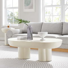 Caspian White Oval Concrete Coffee Table - Ornate Home