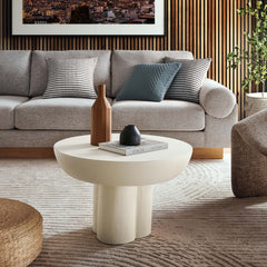 Caspian White Round Concrete Coffee Table - Ornate Home