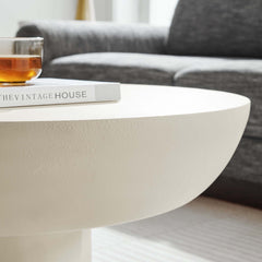 Caspian White Round Concrete Coffee Table - Ornate Home