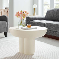 Caspian White Round Concrete Coffee Table - Ornate Home