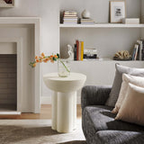 Caspian White Round Concrete Side Table - Ornate Home