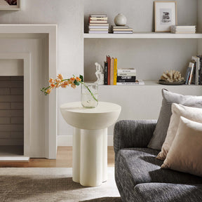 Caspian White Round Concrete Side Table - Ornate Home