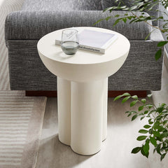Caspian White Round Concrete Side Table - Ornate Home