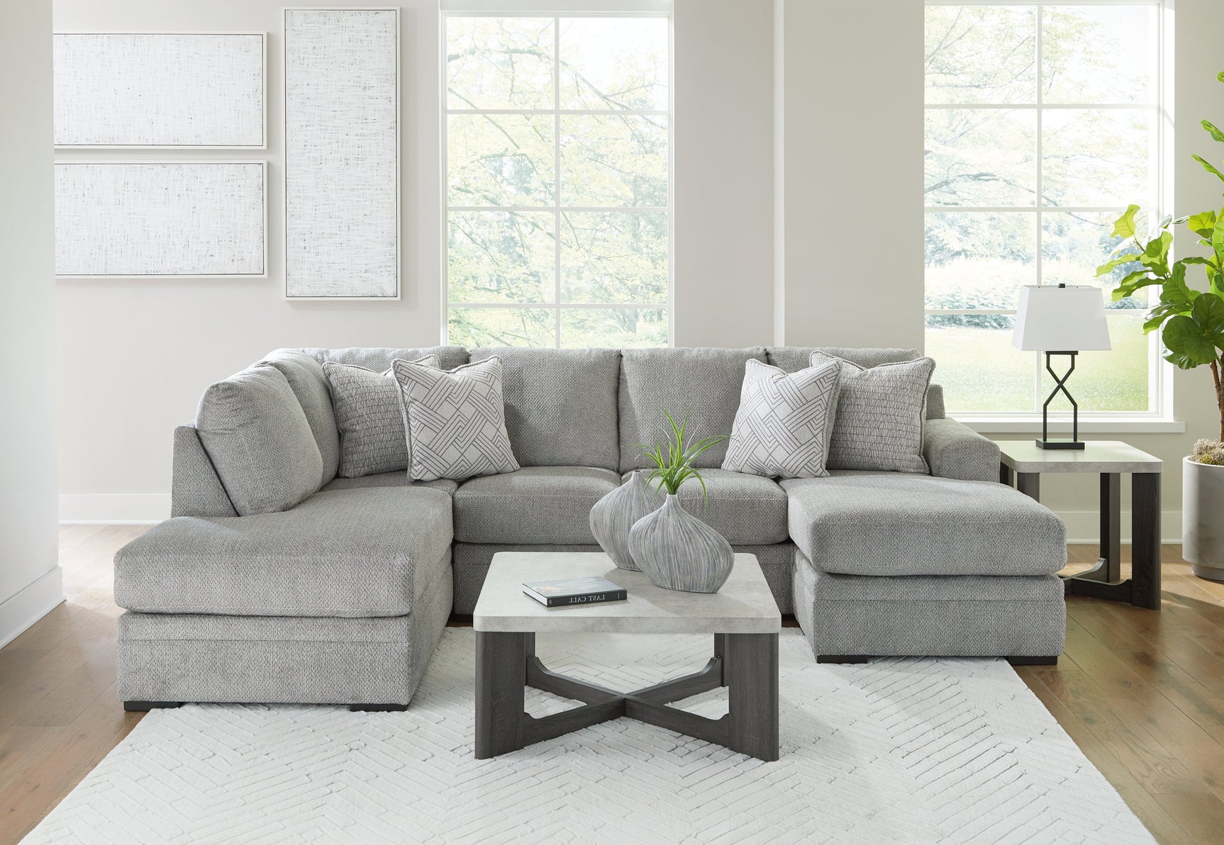 Casselbury Cement 2pc Sectional with Chaise (Online Special Price) - Ornate Home