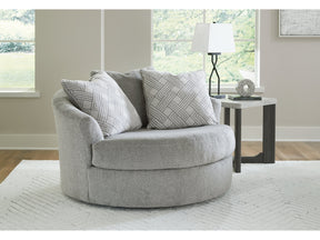 Casselbury Cement Oversized Swivel Accent Chair - Ornate Home