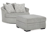 Casselbury Cement Oversized Swivel Chair and Ottoman (Online Special Price) - Ornate Home
