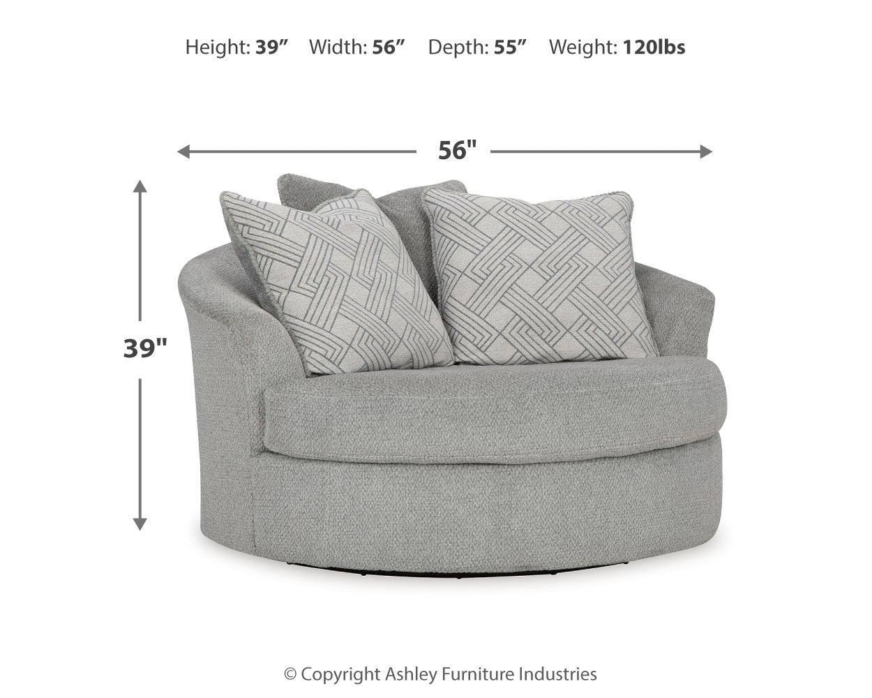 Casselbury Cement Oversized Swivel Chair and Ottoman (Online Special Price) - Ornate Home