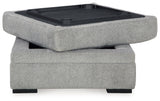 Casselbury Cement Oversized Swivel Chair and Ottoman (Online Special Price) - Ornate Home
