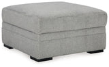 Casselbury Cement Oversized Swivel Chair and Ottoman (Online Special Price) - Ornate Home