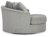 Casselbury Cement Oversized Swivel Chair and Ottoman (Online Special Price) - Ornate Home