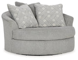 Casselbury Cement Oversized Swivel Chair and Ottoman (Online Special Price) - Ornate Home