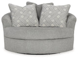 Casselbury Cement Oversized Swivel Chair and Ottoman (Online Special Price) - Ornate Home