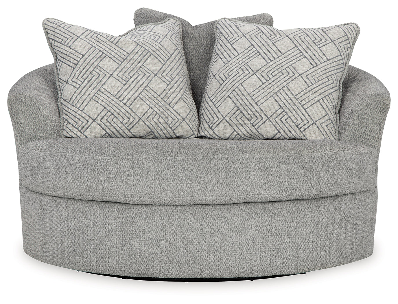 Casselbury Cement Oversized Swivel Chair and Ottoman - Ornate Home