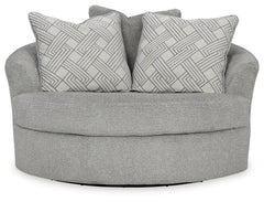 Casselbury Cement Oversized Swivel Chair and Ottoman - Ornate Home