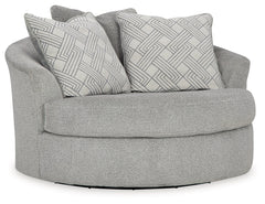 Casselbury Cement Oversized Swivel Chair and Ottoman - Ornate Home