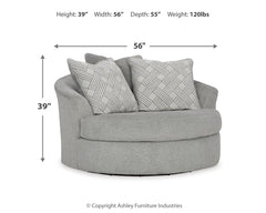 Casselbury Cement Oversized Swivel Chair and Ottoman - Ornate Home
