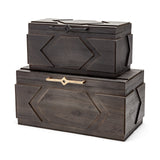 Cassia Brown Wooden Boxes (Set of 2) - Ornate Home