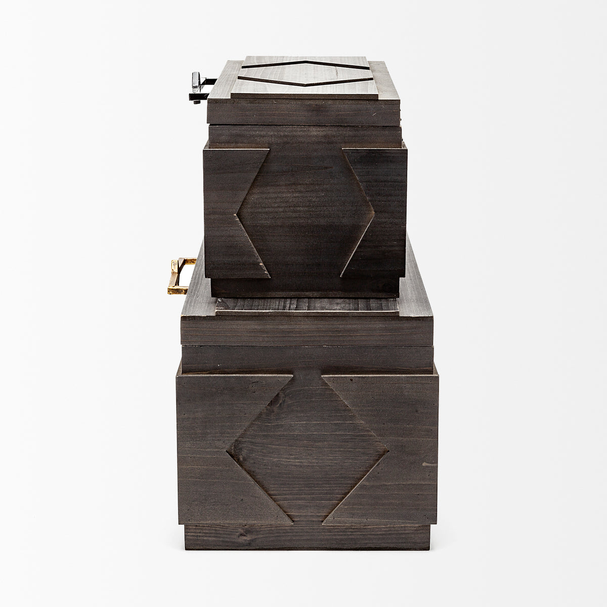 Cassia Brown Wooden Boxes (Set of 2) - Ornate Home