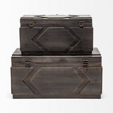 Cassia Brown Wooden Boxes (Set of 2) - Ornate Home