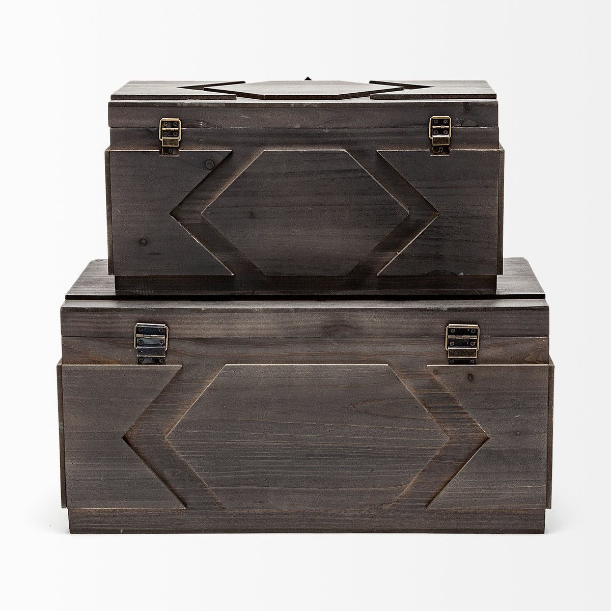 Cassia Brown Wooden Boxes (Set of 2) - Ornate Home