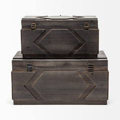 Cassia Brown Wooden Boxes (Set of 2) - Ornate Home