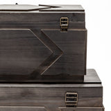 Cassia Brown Wooden Boxes (Set of 2) - Ornate Home