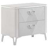 Cassia White High Gloss 2-drawer Nightstand Bedside Table - Ornate Home