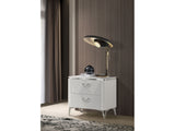 Cassia White High Gloss 2-drawer Nightstand Bedside Table - Ornate Home