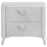 Cassia White High Gloss 2-drawer Nightstand Bedside Table - Ornate Home