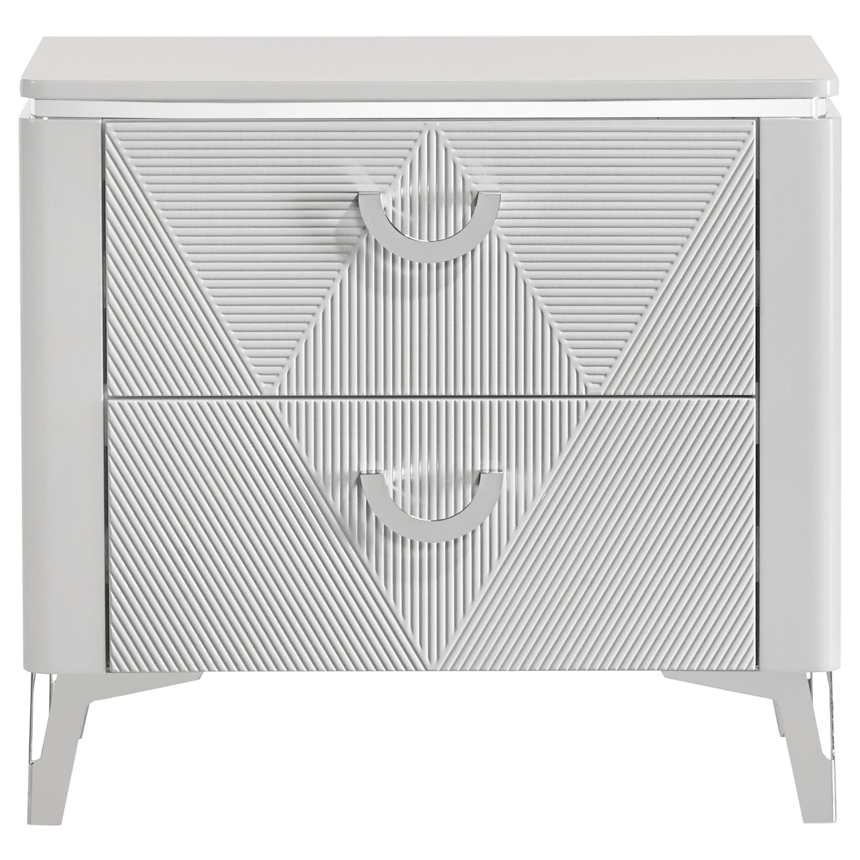 Cassia White High Gloss 2-drawer Nightstand Bedside Table - Ornate Home