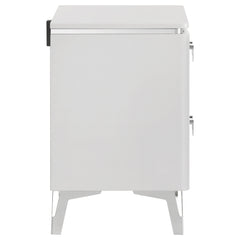 Cassia White High Gloss 2-drawer Nightstand Bedside Table - Ornate Home