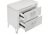 Cassia White High Gloss 2-drawer Nightstand Bedside Table - Ornate Home