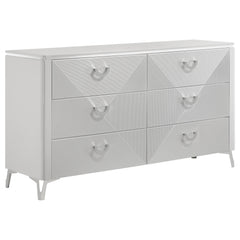 Cassia White High Gloss 4-piece Queen LED Bedroom Set - Ornate Home