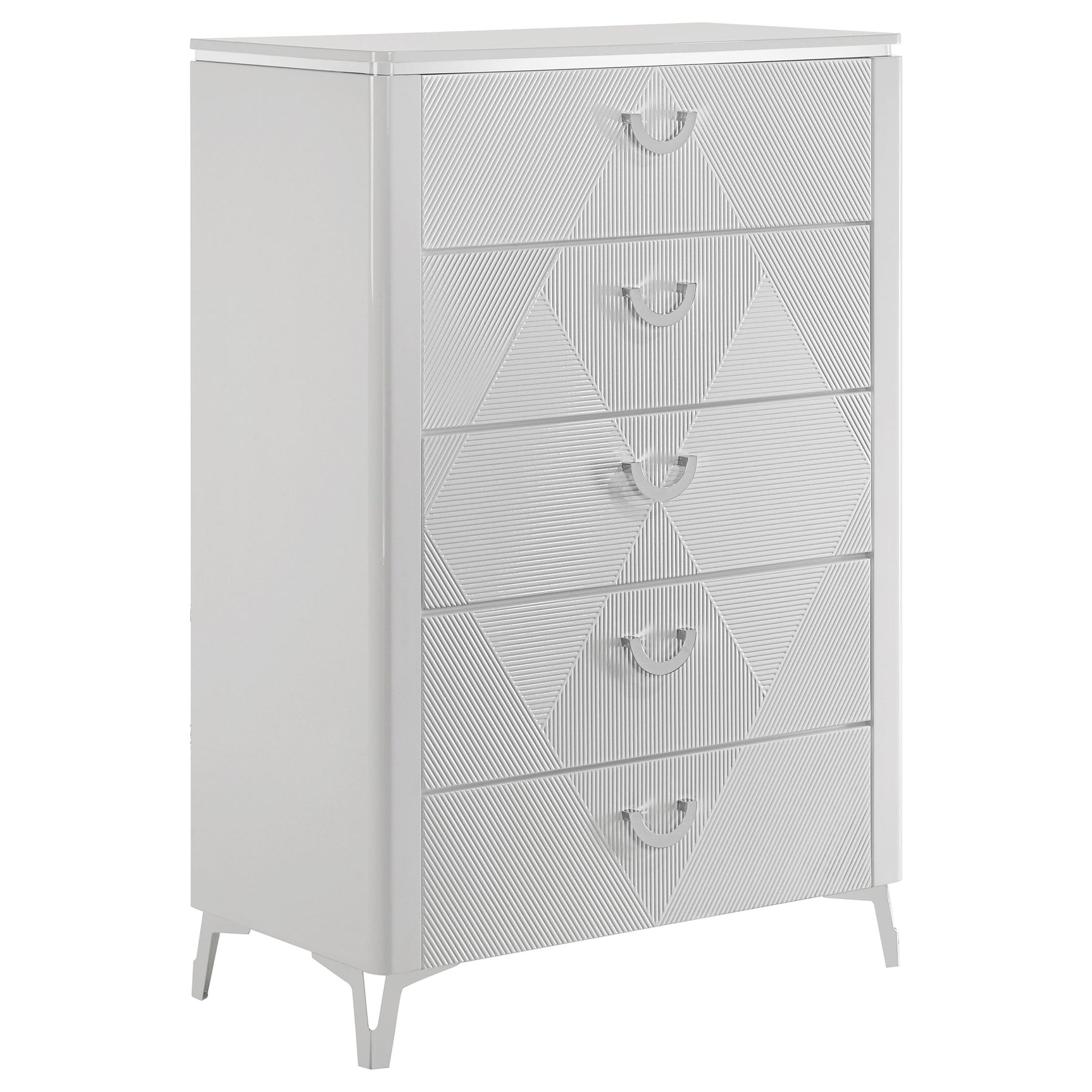 Cassia White High Gloss 5-drawer Bedroom Chest of Drawers - Ornate Home